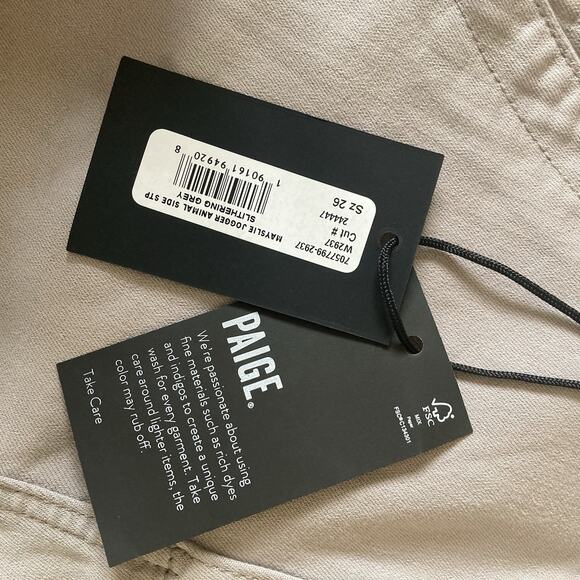 Paige Women Mayslie Jogger Slithering Grey Zip Hem Stretch Pants Python Size 26 - Picture 7 of 10